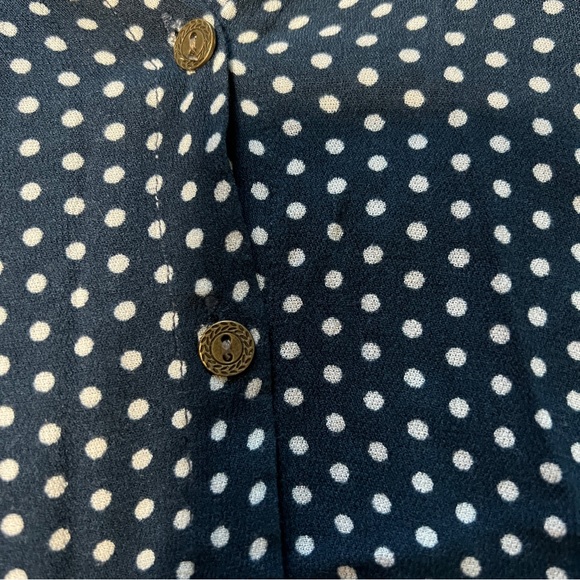 Rewind dark navy with white polka dots button up short sleeves size small - Picture 2 of 8
